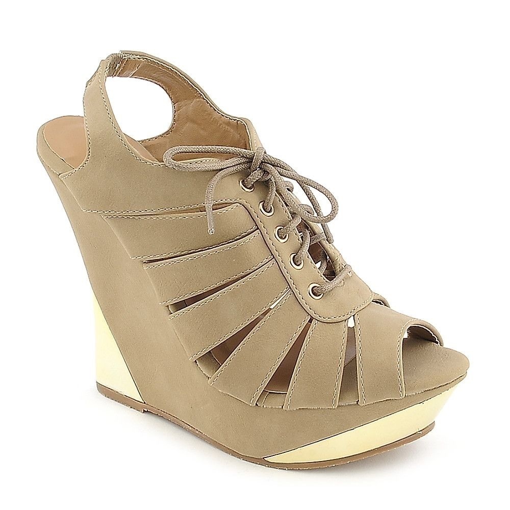 TAN and Gold Wedge Heels- with box